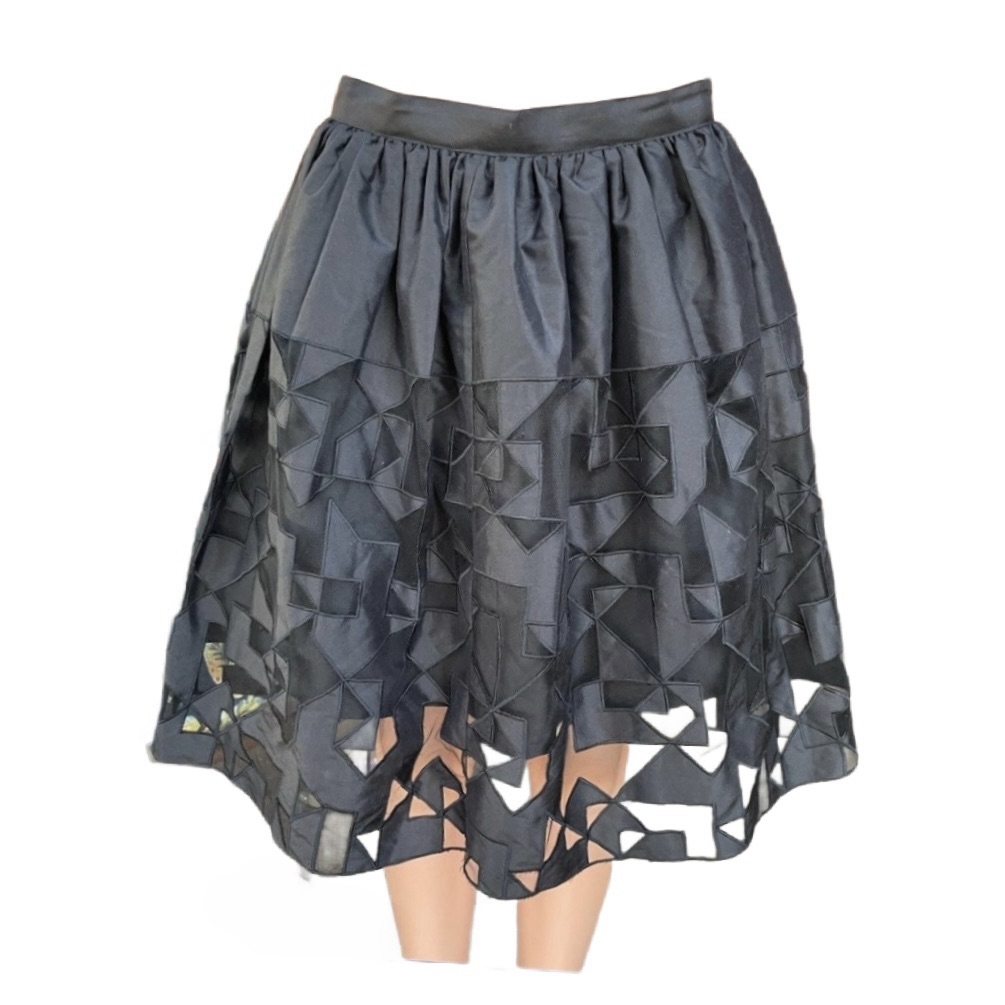 Marisa Baratelli ~ Size 4 ~ Vtg ~ Black W/ Geometric ~ Party/ Cocktail ~ Skirt